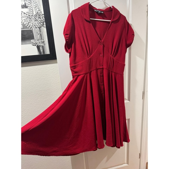 Hell Bunny Vixen Red Midi Dress, 2XL - Picture 2 of 6
